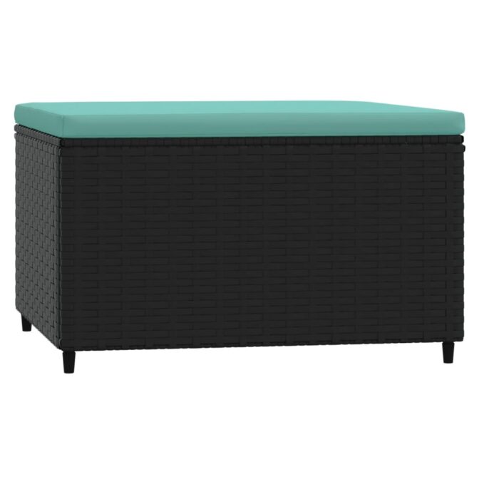 Repose-pied de jardin avec coussin noir résine tressée – Image 3