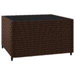 Salon de jardin 3 pcs avec coussins marron résine tressée – Image 4