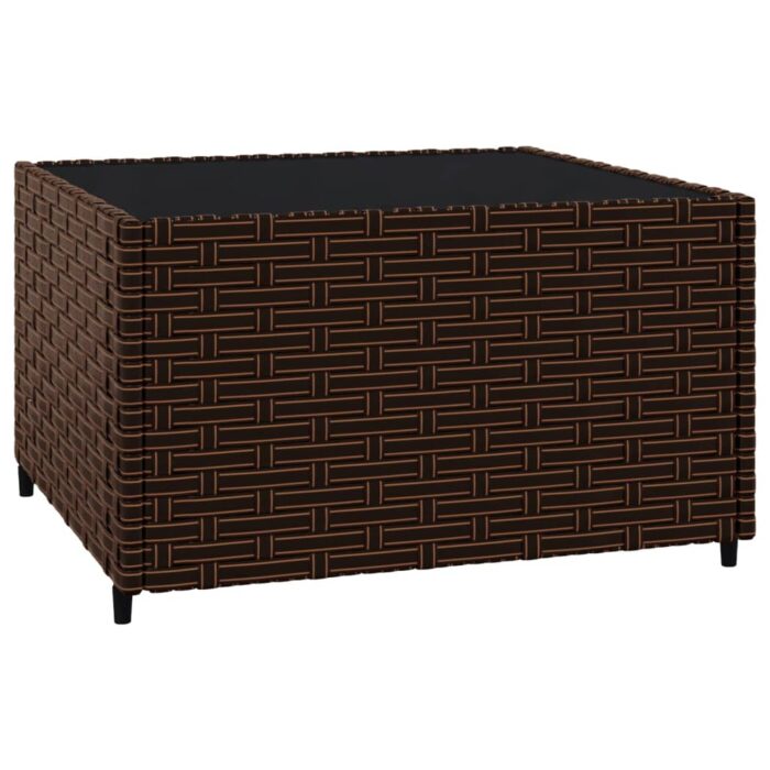 Salon de jardin 3 pcs avec coussins marron résine tressée – Image 4
