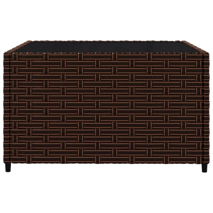 Salon de jardin 3 pcs avec coussins marron résine tressée – Image 5
