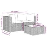 Salon de jardin 3 pcs avec coussins marron résine tressée – Image 7