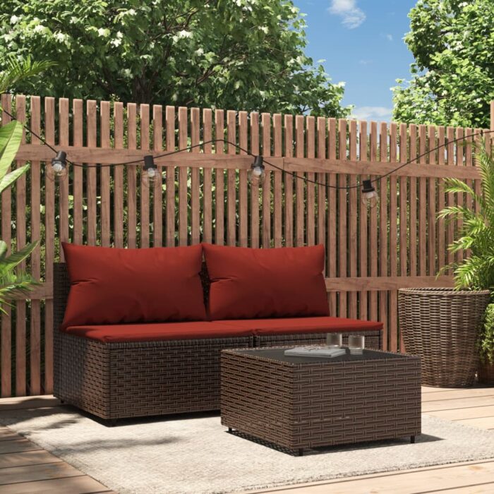VXL8720845673192_m_en_hd_1.jpg Salon de jardin 3 pcs avec coussins marron résine tressée – Image 1