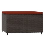 Repose-pied de jardin avec coussin marron résine tressée – Image 3