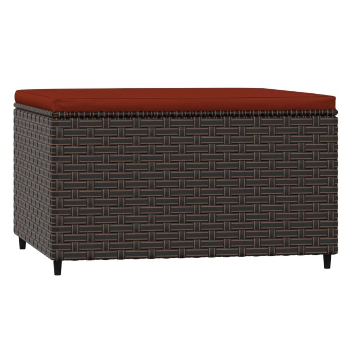 Repose-pied de jardin avec coussin marron résine tressée – Image 3