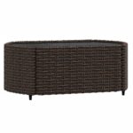 Salon de jardin 3 pcs avec coussins marron résine tressée – Image 5