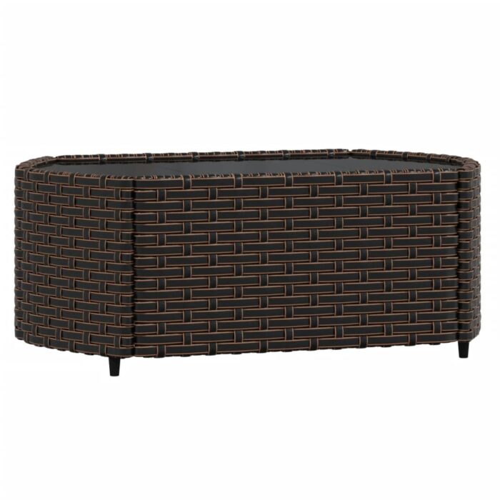 Salon de jardin 3 pcs avec coussins marron résine tressée – Image 5