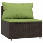 Salon de jardin 3 pcs avec coussins marron résine tressée – Image 2