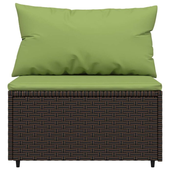 Salon de jardin 3 pcs avec coussins marron résine tressée – Image 3