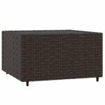 Salon de jardin 3 pcs avec coussins marron résine tressée – Image 4