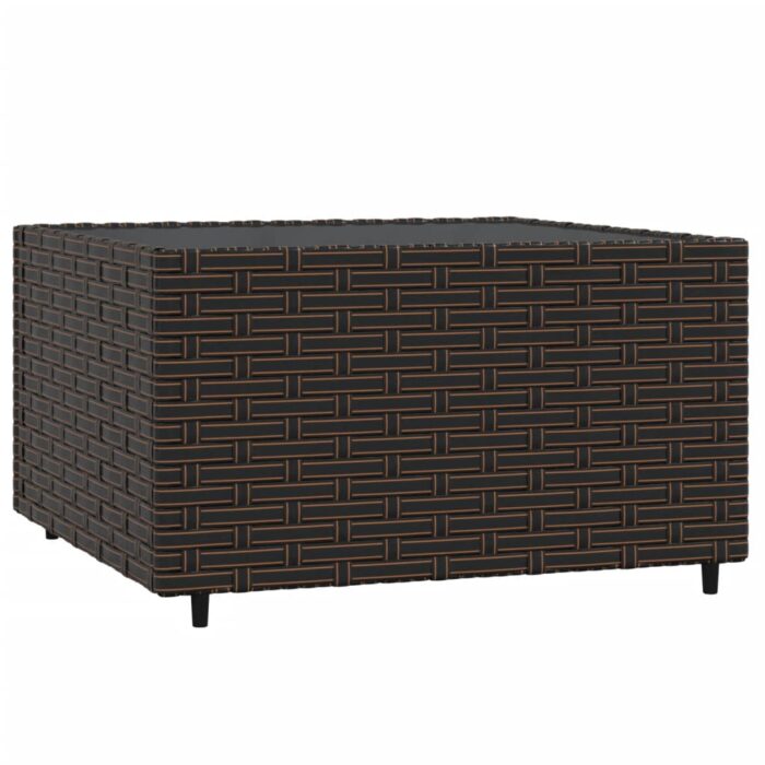 Salon de jardin 3 pcs avec coussins marron résine tressée – Image 4