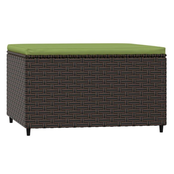 Repose-pied de jardin avec coussin marron résine tressée – Image 3