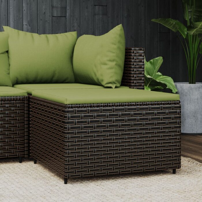 VXL8720845673369_m_en_hd_1.jpg Repose-pied de jardin avec coussin marron résine tressée – Image 1