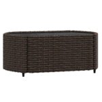 Salon de jardin 3 pcs avec coussins marron résine tressée – Image 5
