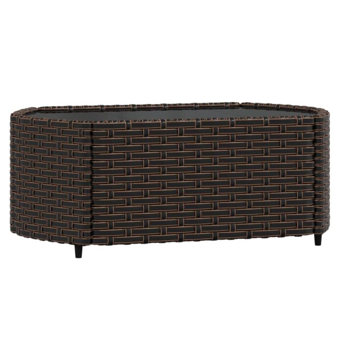 Salon de jardin 3 pcs avec coussins marron résine tressée – Image 5