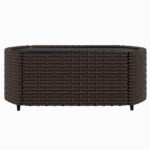 Salon de jardin 3 pcs avec coussins marron résine tressée – Image 6