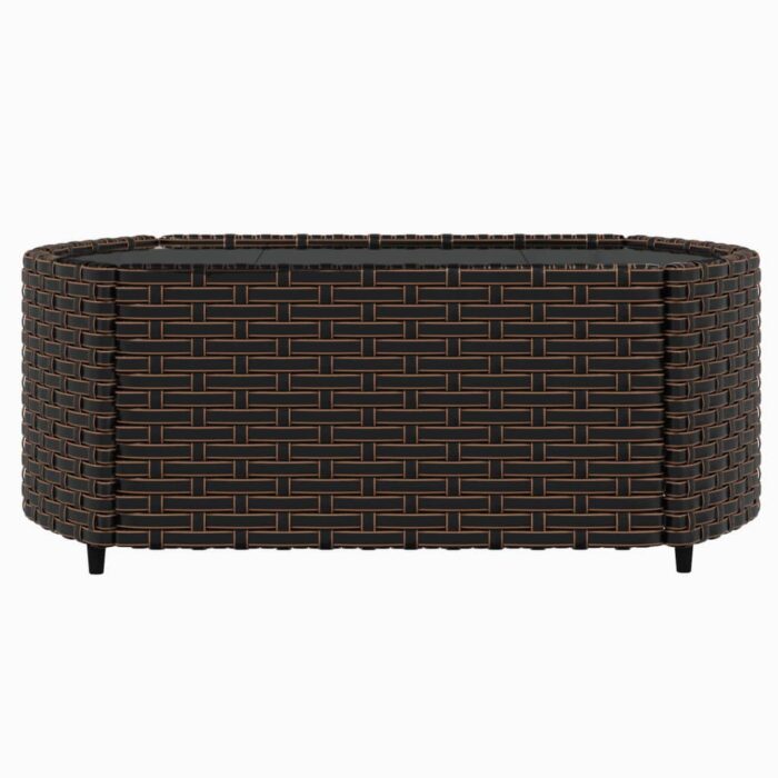Salon de jardin 3 pcs avec coussins marron résine tressée – Image 6