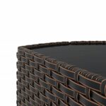 Salon de jardin 3 pcs avec coussins marron résine tressée – Image 7