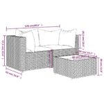 Salon de jardin 3 pcs avec coussins Gris Résine tressée – Image 9