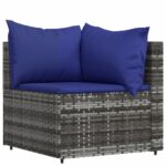 Salon de jardin 4 pcs avec coussins Gris Résine tressée – Image 2
