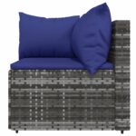 Salon de jardin 4 pcs avec coussins Gris Résine tressée – Image 3