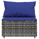 Salon de jardin 4 pcs avec coussins Gris Résine tressée – Image 5