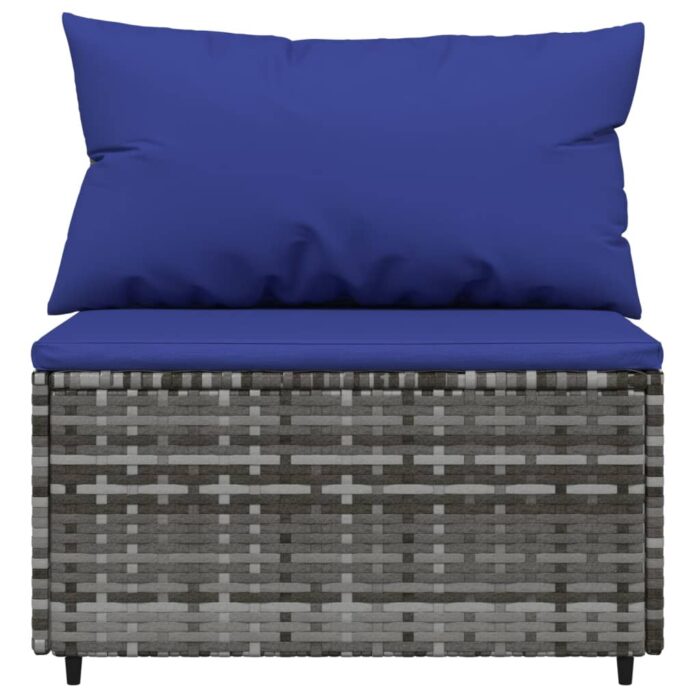 Salon de jardin 4 pcs avec coussins Gris Résine tressée – Image 5