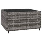 Salon de jardin 4 pcs avec coussins Gris Résine tressée – Image 6