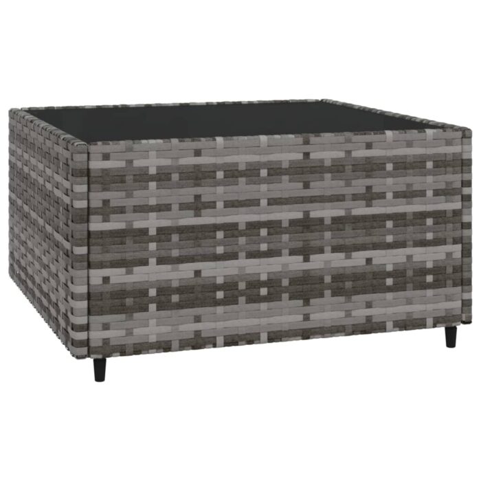 Salon de jardin 4 pcs avec coussins Gris Résine tressée – Image 6