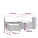 Salon de jardin 4 pcs avec coussins Gris Résine tressée – Image 9