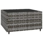 Salon de jardin 4 pcs avec coussins Gris Résine tressée – Image 6
