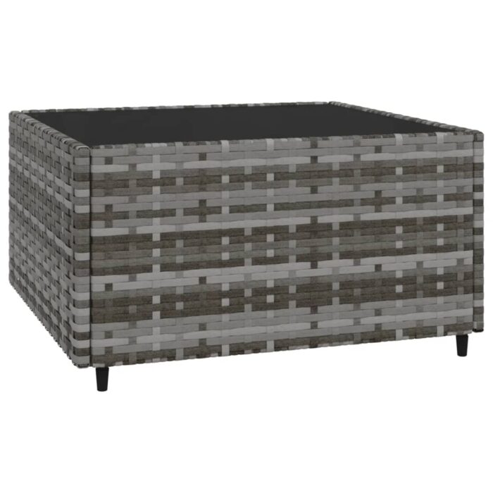 Salon de jardin 4 pcs avec coussins Gris Résine tressée – Image 6