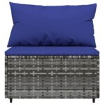 Canapés centraux de jardin et coussins 2pcs Gris Résine tressée – Image 3