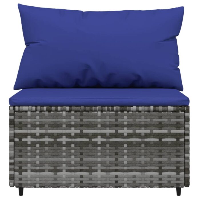 Canapés centraux de jardin et coussins 2pcs Gris Résine tressée – Image 3