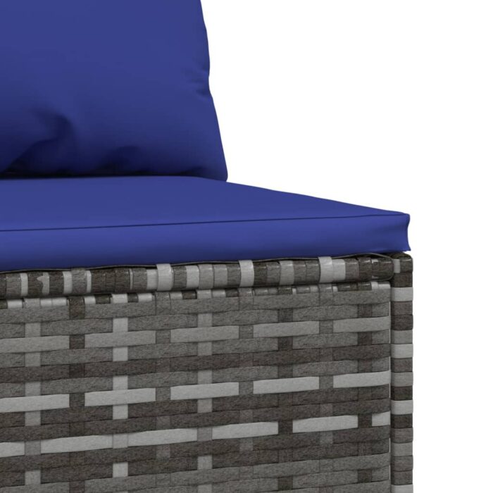Canapés centraux de jardin et coussins 2pcs Gris Résine tressée – Image 4