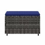 Repose-pied de jardin avec coussin Gris Résine tressée – Image 2