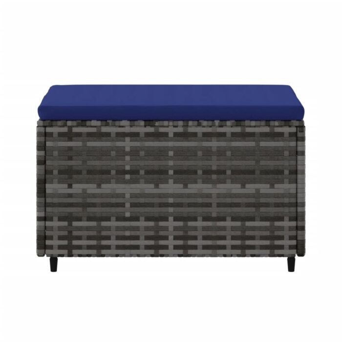 Repose-pied de jardin avec coussin Gris Résine tressée – Image 2