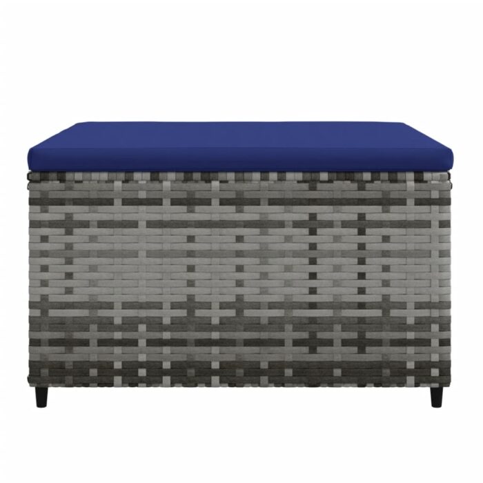 Repose-pieds de jardin et coussins lot de 2 gris résine tressée – Image 2