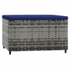 Repose-pieds de jardin et coussins lot de 2 gris résine tressée – Image 4