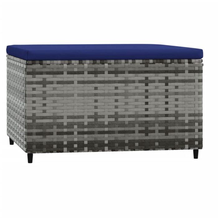 Repose-pieds de jardin et coussins lot de 2 gris résine tressée – Image 4
