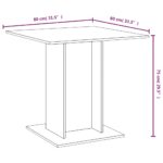 Table à dîner Chêne fumé 80x80x75 cm Bois d'ingénierie – Image 5