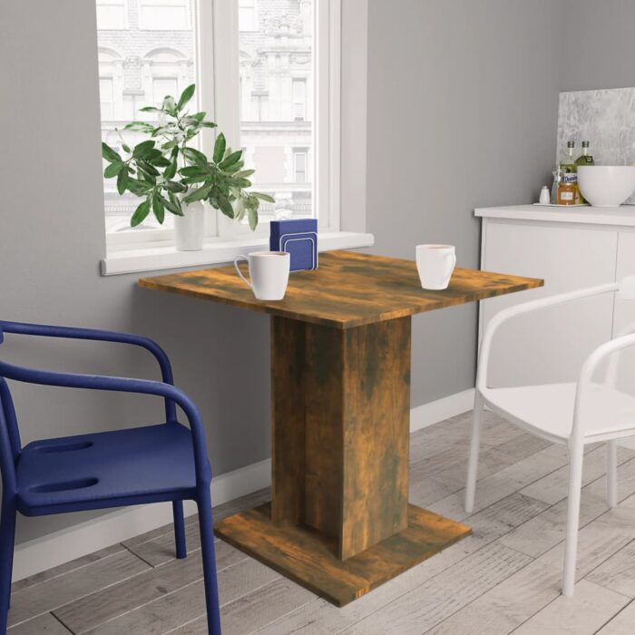 Table à dîner Chêne fumé 80x80x75 cm Bois d'ingénierie – Image 1
