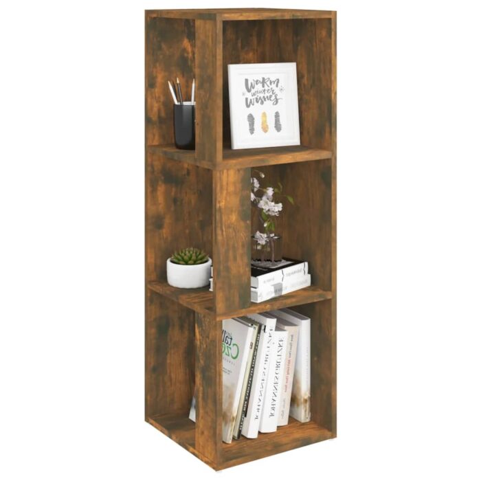 Armoire d'angle Chêne fumé 33x33x100 cm Bois d'ingénierie – Image 2