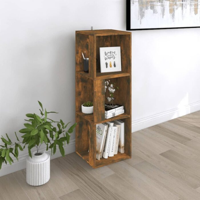 Armoire d'angle Chêne fumé 33x33x100 cm Bois d'ingénierie – Image 1