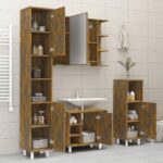 Armoire de bain Chêne fumé 30x30x179 cm Bois d'ingénierie – Image 2