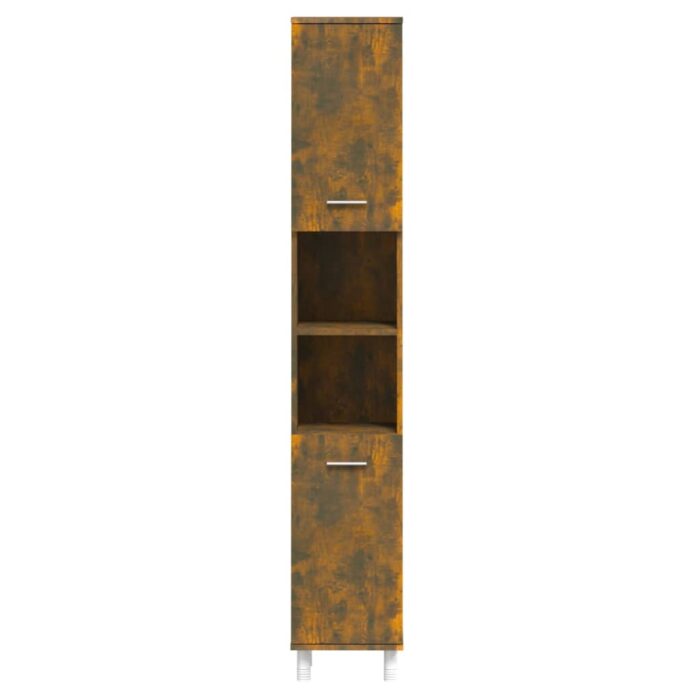 Armoire de bain Chêne fumé 30x30x179 cm Bois d'ingénierie – Image 4