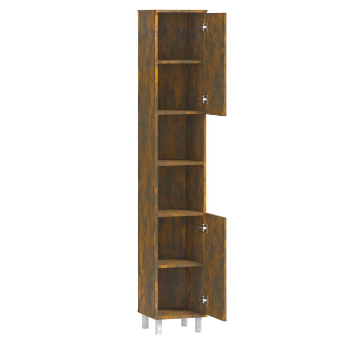 Armoire de bain Chêne fumé 30x30x179 cm Bois d'ingénierie – Image 6