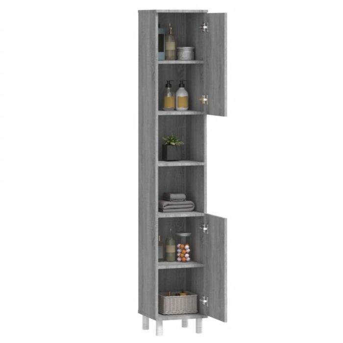 Armoire de bain Sonoma gris 30x30x179 cm Bois d'ingénierie – Image 3