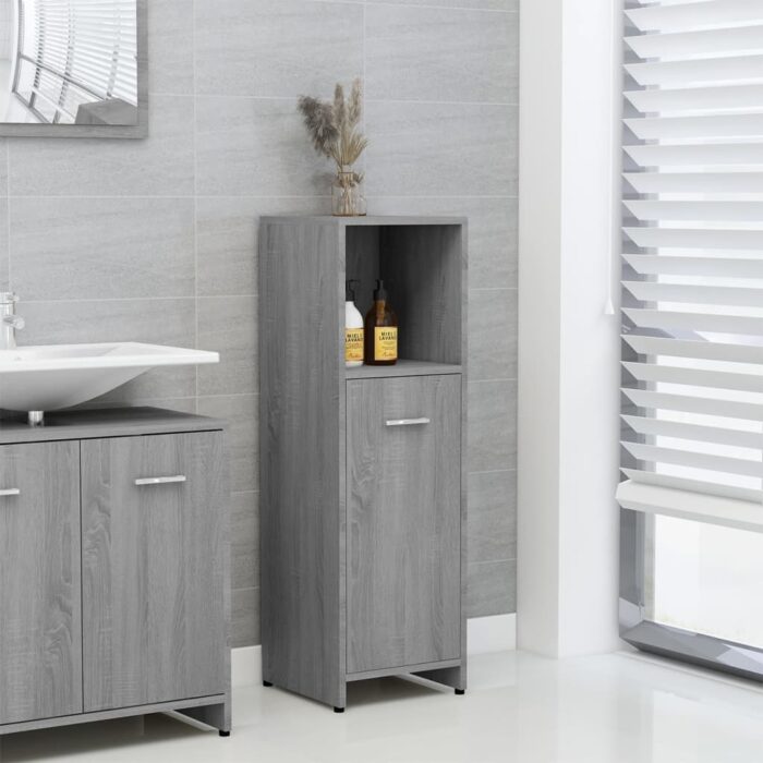 Armoire de bain Sonoma gris 30x30x95 cm Bois d'ingénierie – Image 1