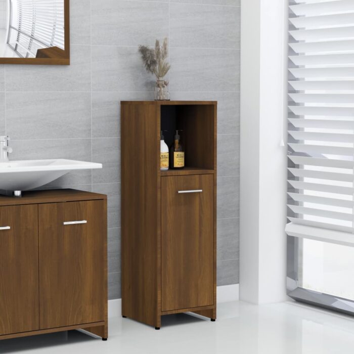 Armoire de bain Chêne marron 30x30x95 cm Bois d'ingénierie – Image 1