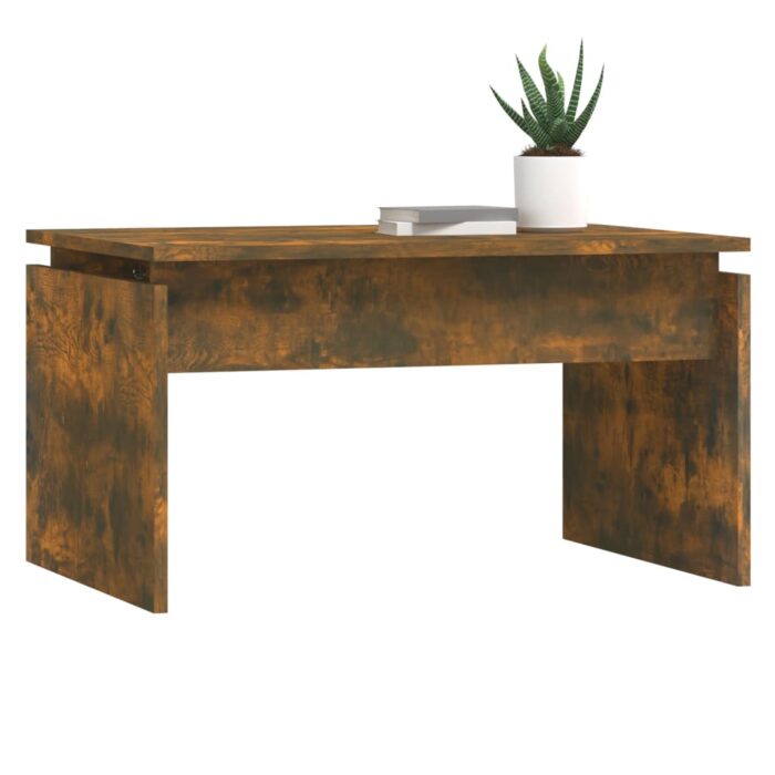 Table basse Chêne fumé 68x50x38 cm Bois d'ingénierie – Image 2